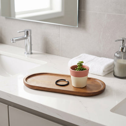 Dark Wood Oval Tray