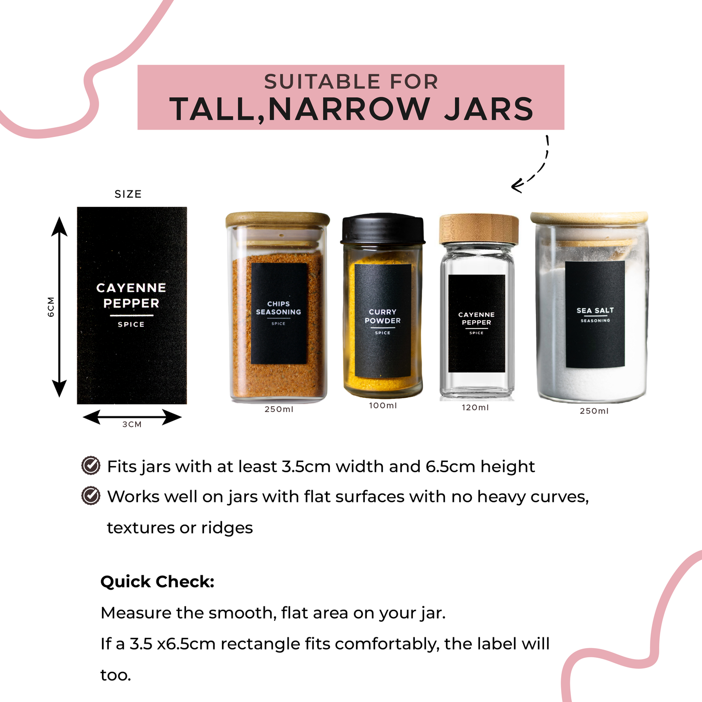 Minimalist Spice Labels Kit | 35 Pre-Printed 3x6cm