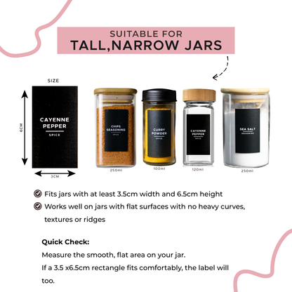 Minimalist Spice Labels Kit | 35 Pre-Printed 3x6cm