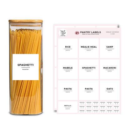 Essentials Pantry Label Kit | 21 Pre-printed 6x6cm