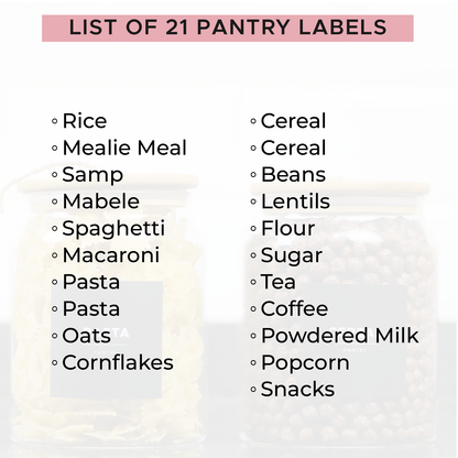 Essentials Pantry Label Kit | 21 Pre-printed 6x6cm