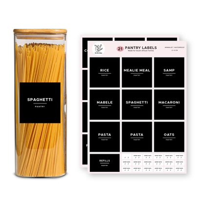 Essentials Pantry Label Kit | 21 Pre-printed 6x6cm