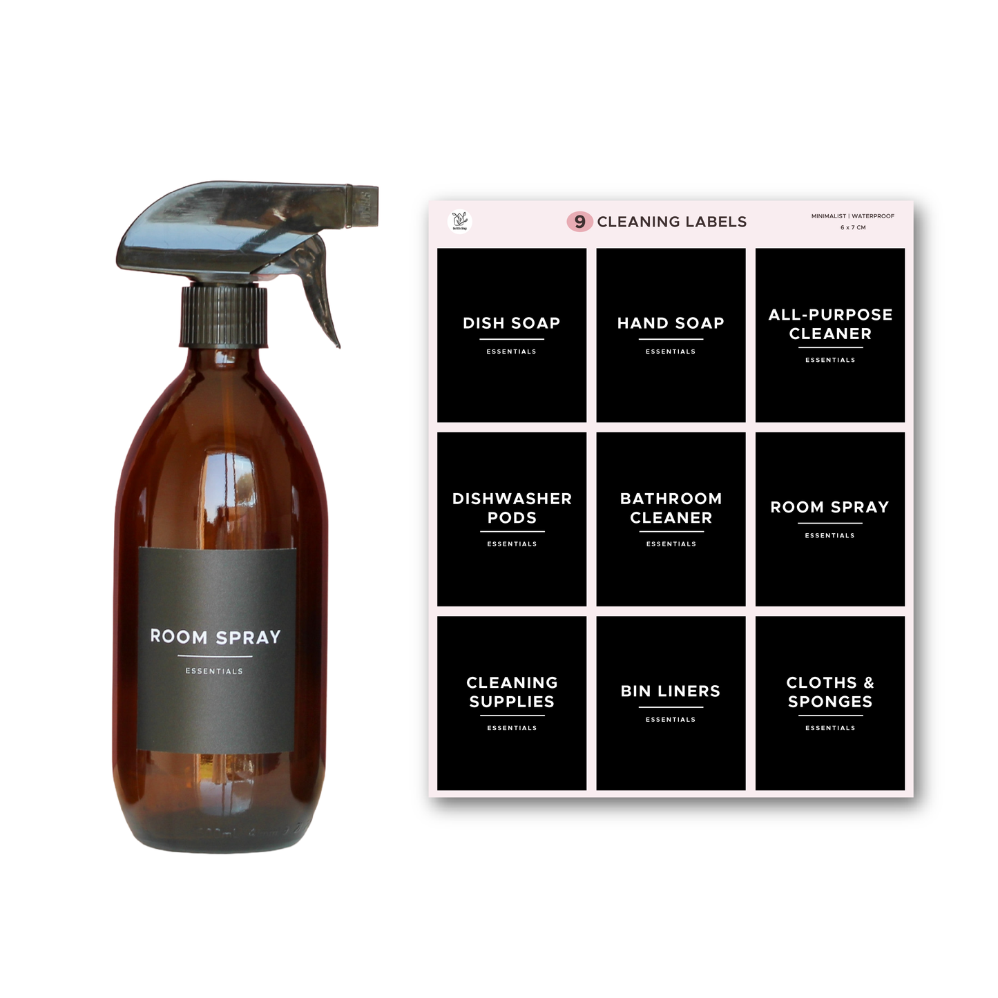 Minimalist Cleaning Labels Kit | 9 Pre-printed Labels