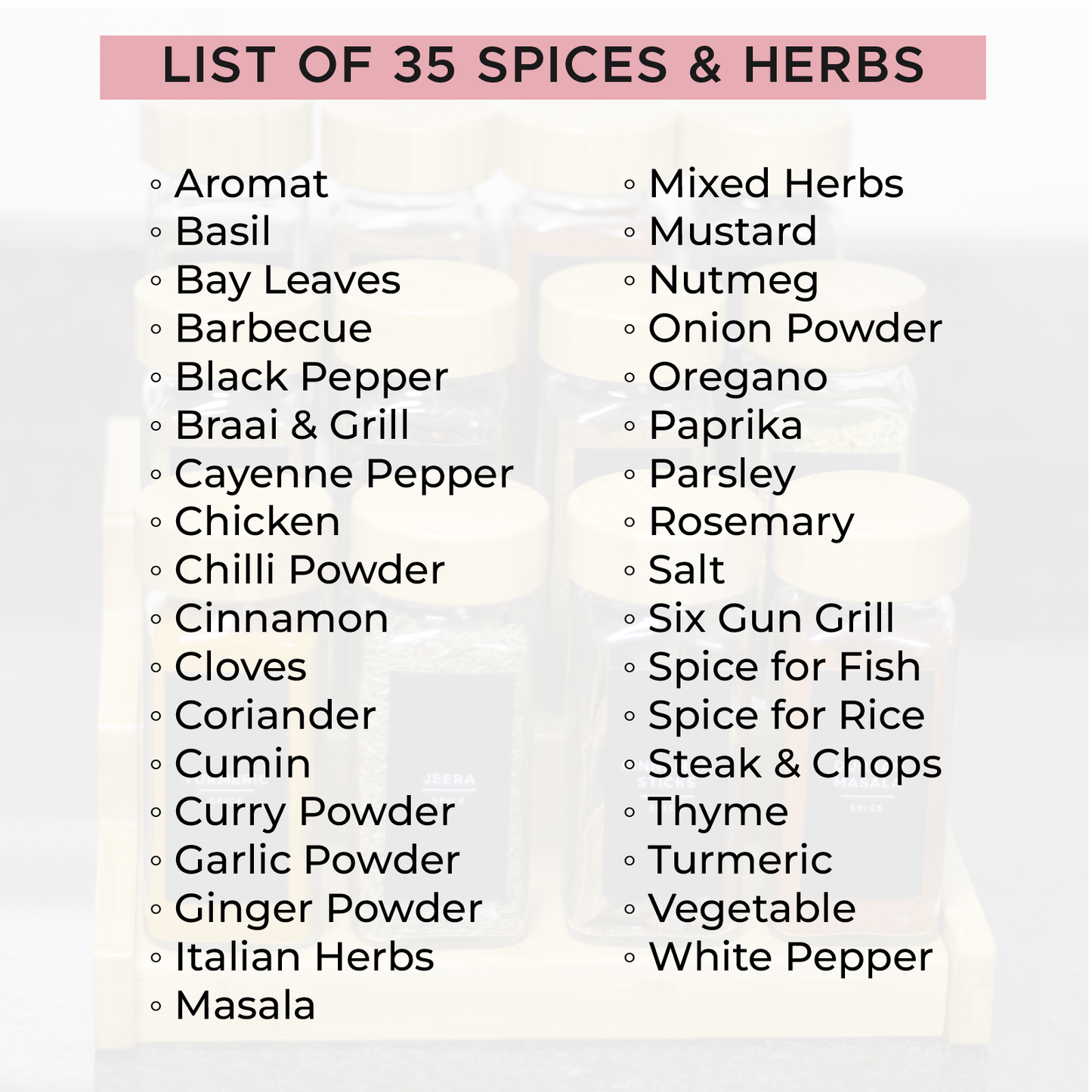 Minimalist Spice Labels Kit | 35 Pre-Printed 3x6cm