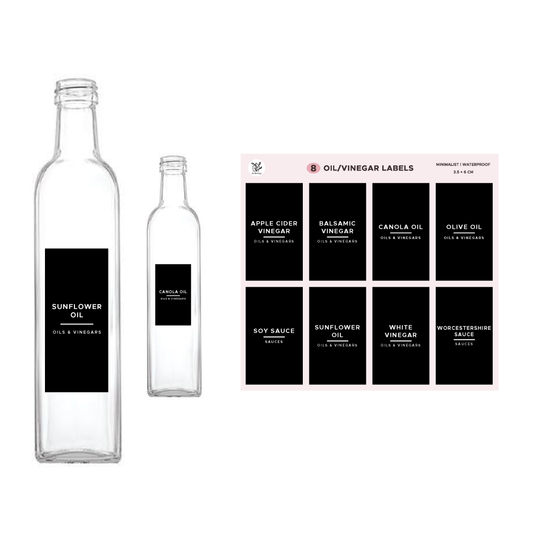 Minimalist Oil & Vinegar Label Kit | 8 Pre-made Labels