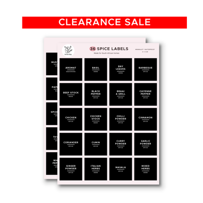 Clearance Sale: Premade Spice Labels Sheet
