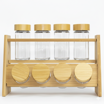2-Layer Bamboo Spice Rack Set (8 x 100ml Jars)