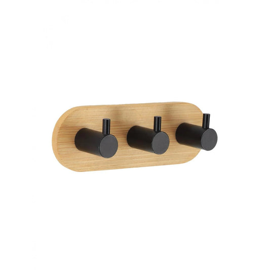 Self-Adhesive Bamboo Mini Hook Rack – 3 Hooks