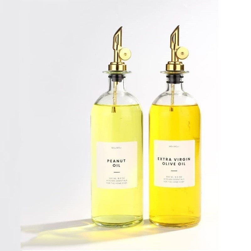 500ml Glass Oil Dispenser with Gold Self-closing Pourer