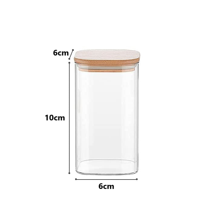 250ml square glass jar with bamboo Lid