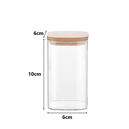 250ml square glass jar with bamboo Lid