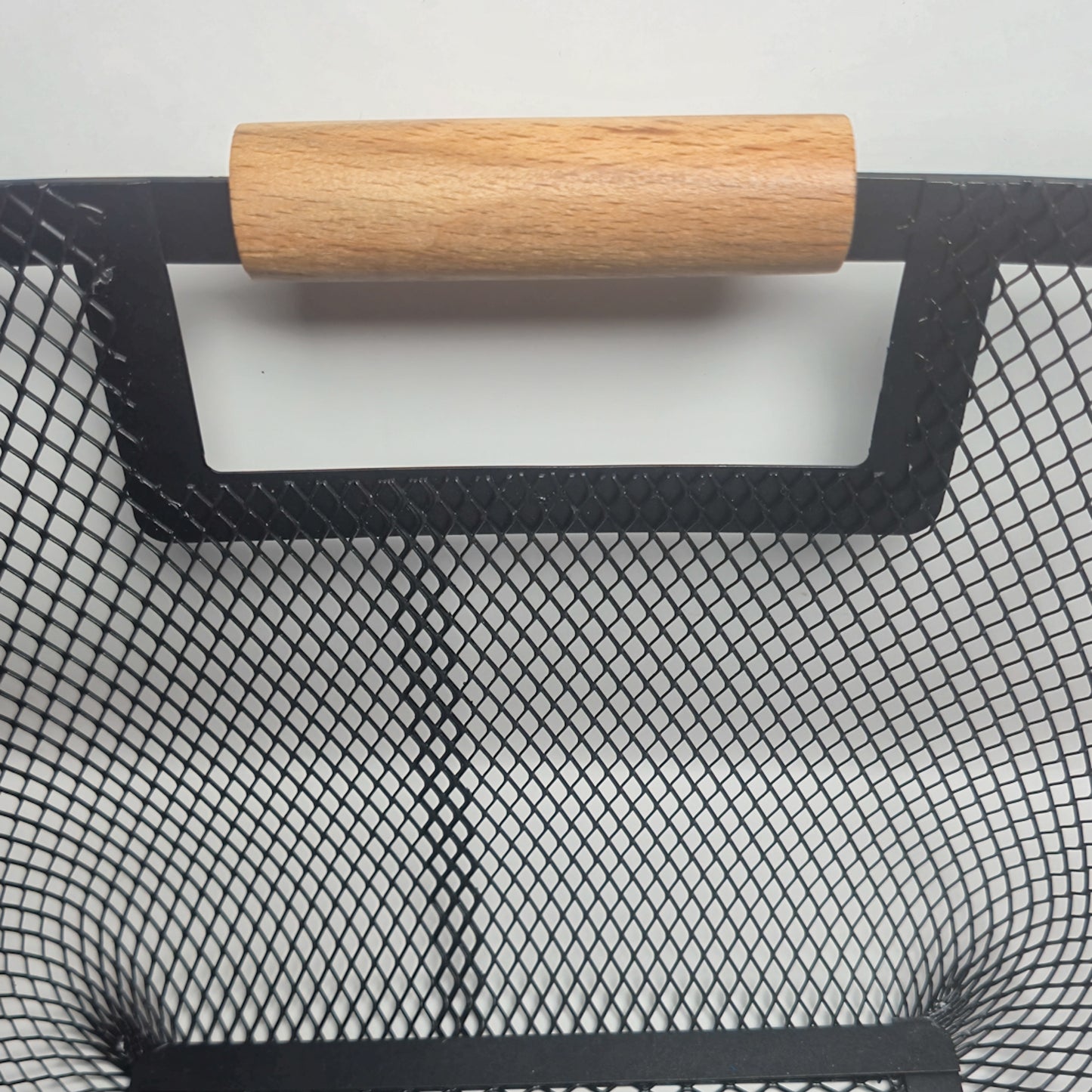 Clearance Sale: Rectangle Mesh Storage Basket with Fixed Side Wooden Handles