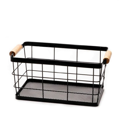Metal Storage Basket with Wood Handles - 30cm