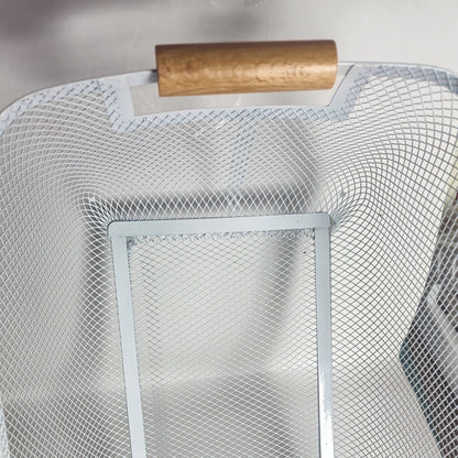 Clearance Sale: Rectangle Mesh Storage Basket with Fixed Side Wooden Handles