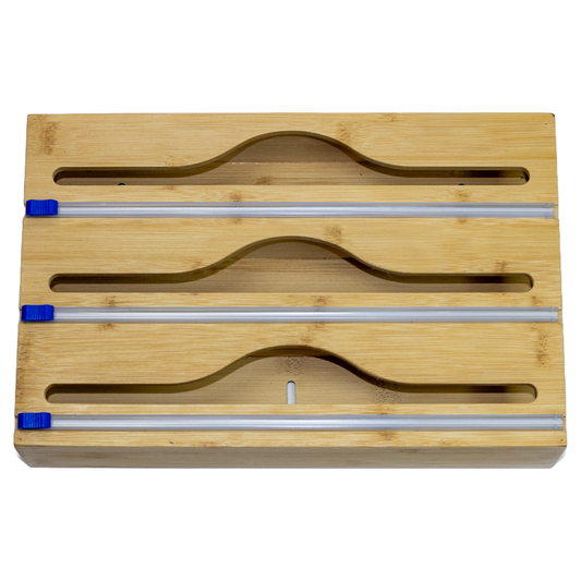 3-in-1 Bamboo Wrap Dispenser for Foil, Cling Wrap & Baking Paper