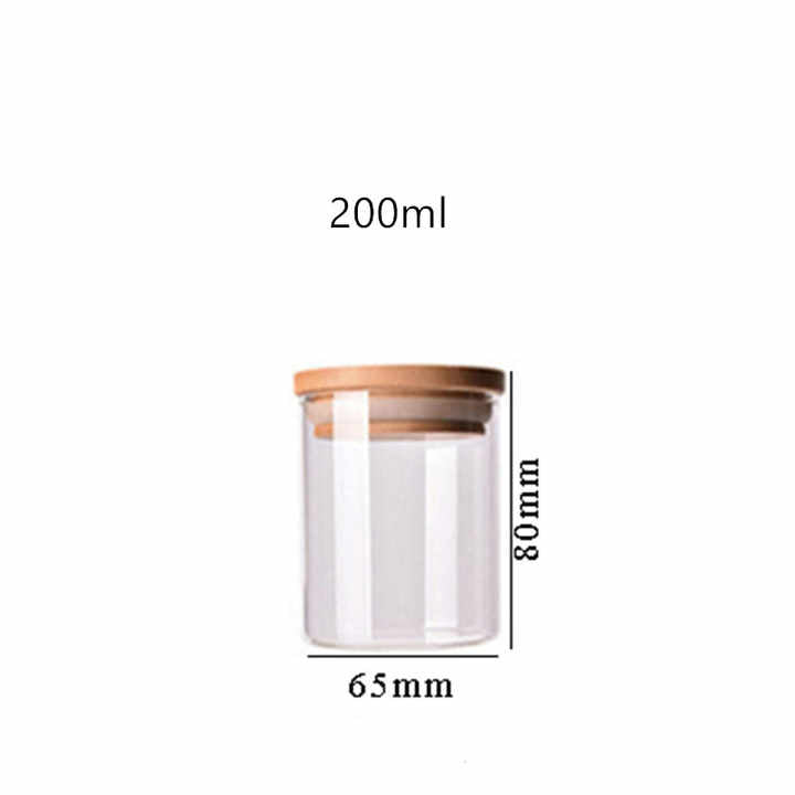 Clear glass storage jar with bamboo lid (200ml)