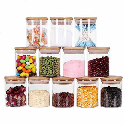 Clear glass storage jar with bamboo lid (200ml)