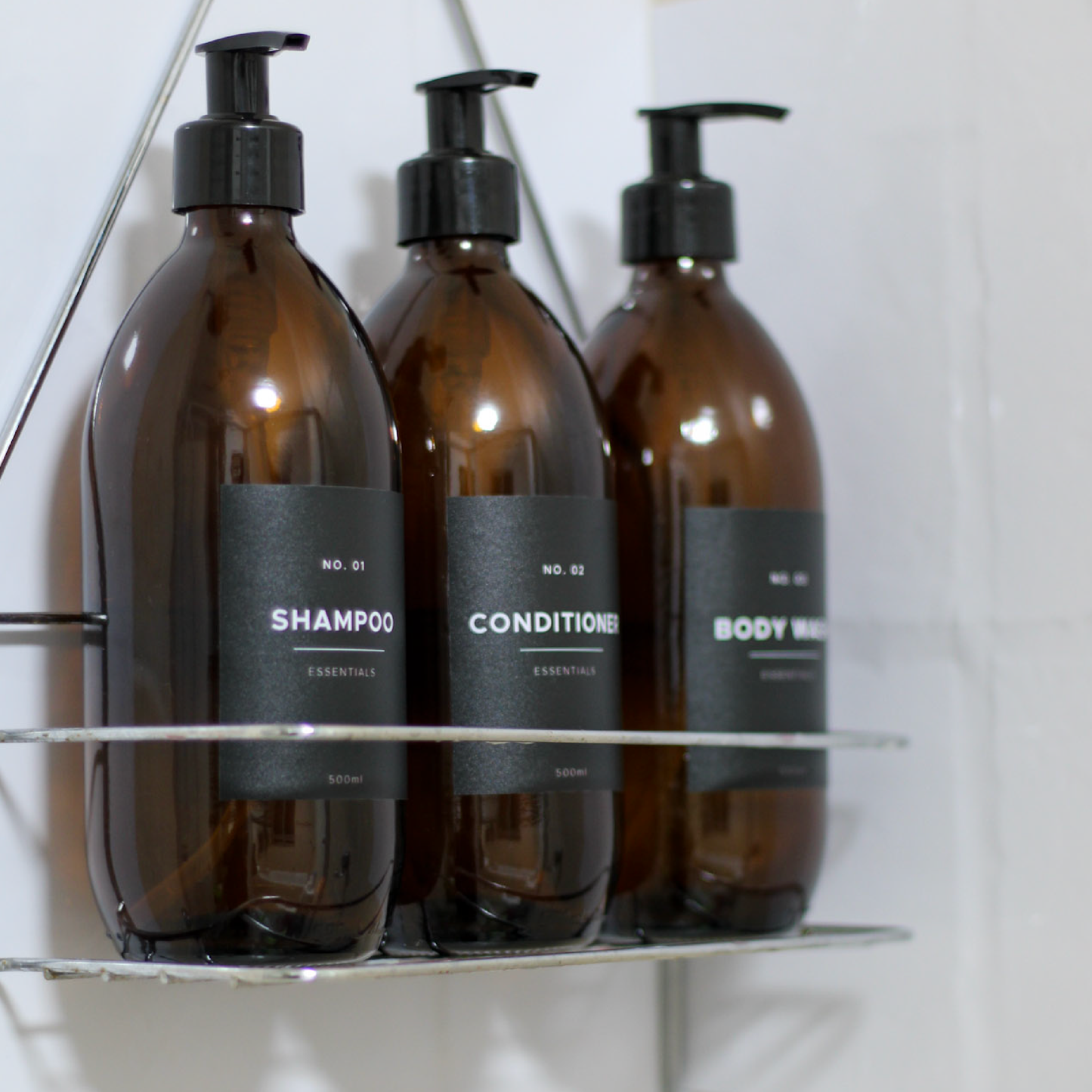 Set of 3 - 500ml Glass Pump Dispensers