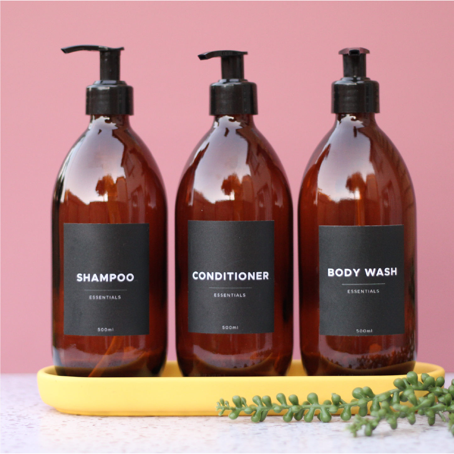 Set of 3 - 500ml Glass Pump Dispensers